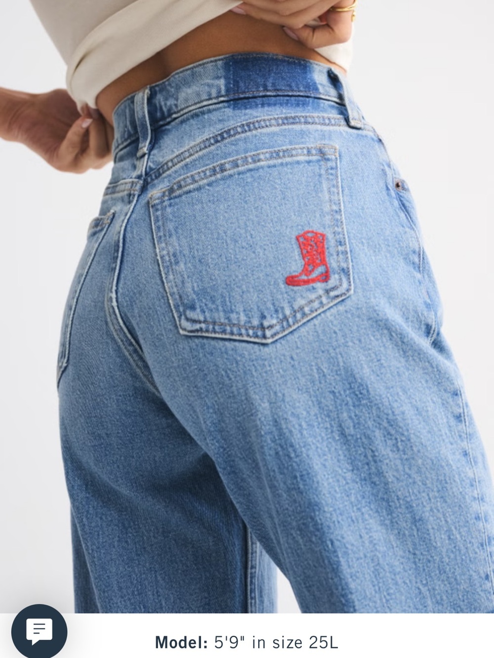 High Rise 90s Relaxed Cowboy Embroidered Jean